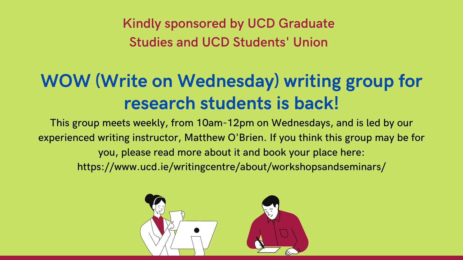 WOW (Write on Wednesday) writing group for research students is back!